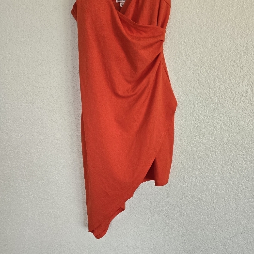 Derek Heart NWT Faux Wrap Orange Asymetrical Midi Dress XL - Picture 4 of 7